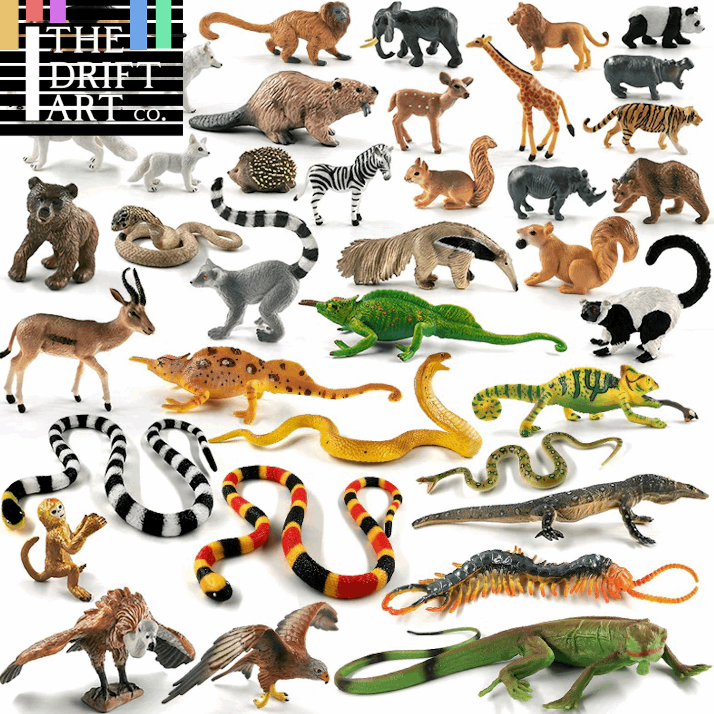 1pc Lizard Centipede Snake Squirrel Jungle Animal Miniature Art Toy Figure Doll -  - The Drift Art Co.