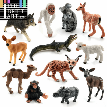 1pc Okapi Sheep Deer Crocodile Lynx Koala Animal Miniature Art Toy Figure Doll -  - The Drift Art Co.