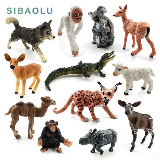 1pc Okapi Sheep Deer Crocodile Lynx Koala Animal Miniature Art Toy Figure Doll