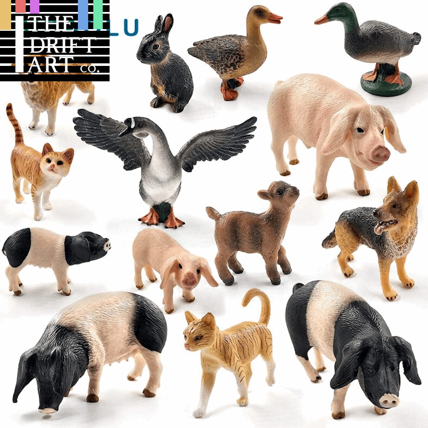 1pc Pig Cat Dog Rabbit Goat Sheep Duck Animal Miniature Art Toy Figure Doll - Action Figure -  - The Drift Art Co.