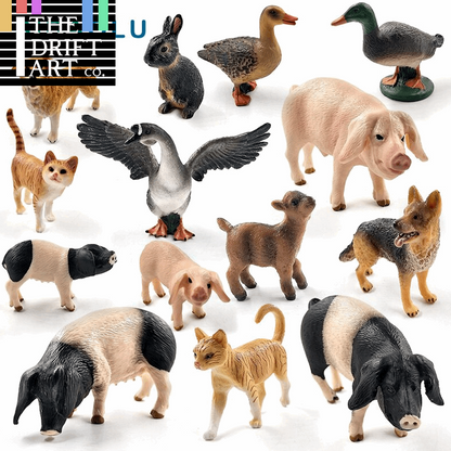 1pc Pig Cat Dog Rabbit Goat Sheep Duck Animal Miniature Art Toy Figure Doll -  - The Drift Art Co.