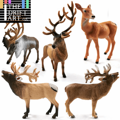 1pc Sika Deer Reindeer Elk Simulation Animal Miniature Art Toy Figure Doll DIY -  - The Drift Art Co.