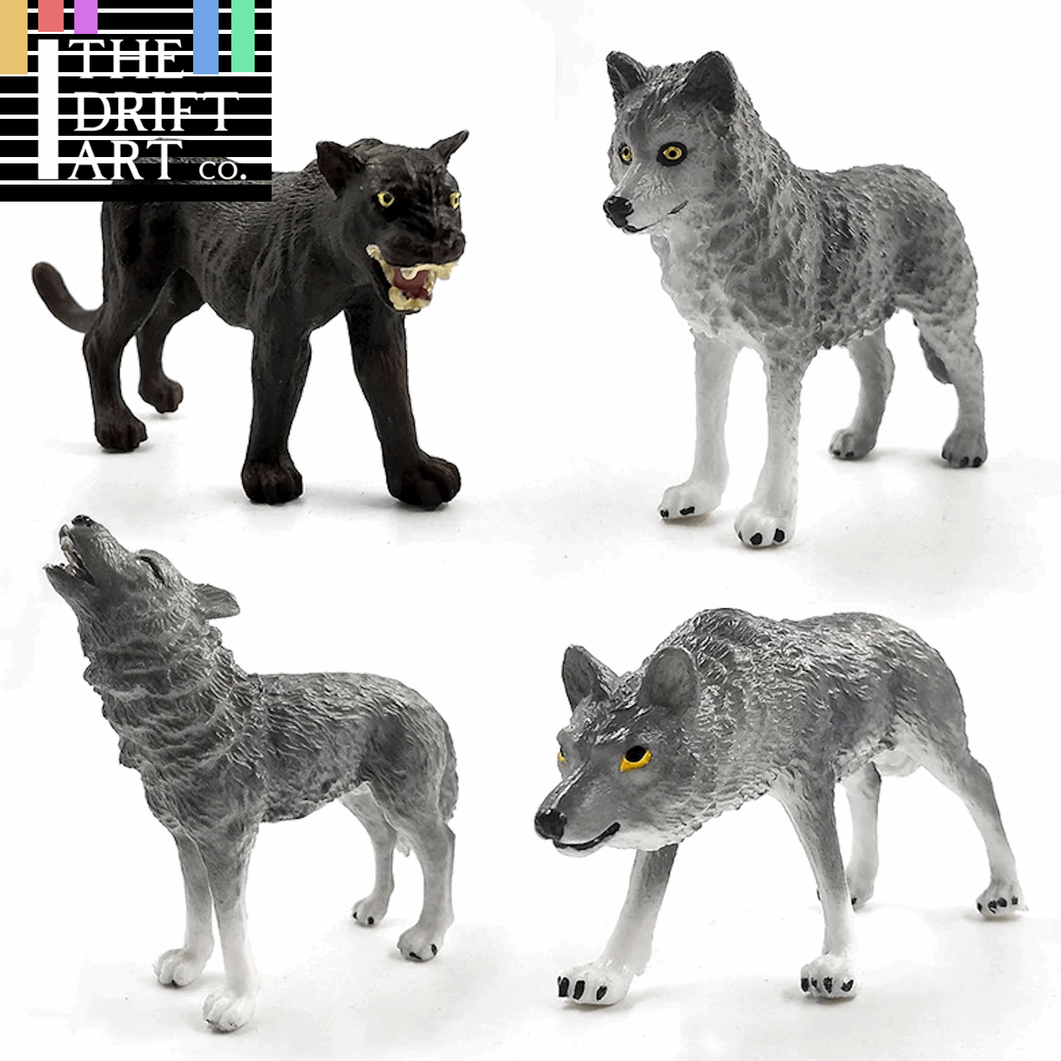 1pc Simulation Leopard Wolf Black Panther Animal Miniature Art Toy Figure Doll - Action Figure -  - The Drift Art Co.