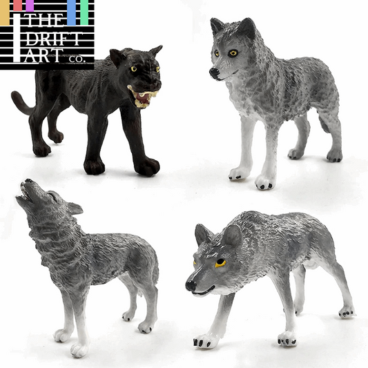 1pc Simulation Leopard Wolf Black Panther Animal Miniature Art Toy Figure Doll -  - The Drift Art Co.