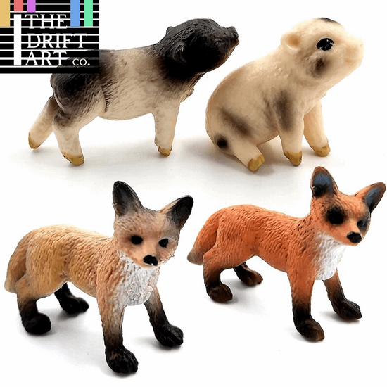1pc Simulation Mini Fox Pig Porket Farm Animal Miniature Art Toy Figure Doll
