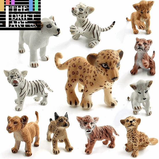 1pc Simulation mini Lion Tiger Lynx Animal Miniature Art Toy Figure Doll