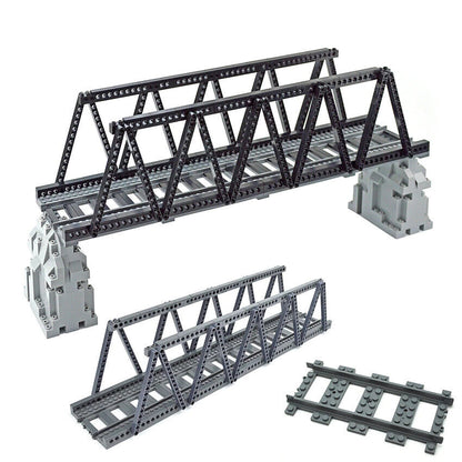 Bridge Tracks w/ Rock for LEGO Kit Train Building Blocks Sets DIY