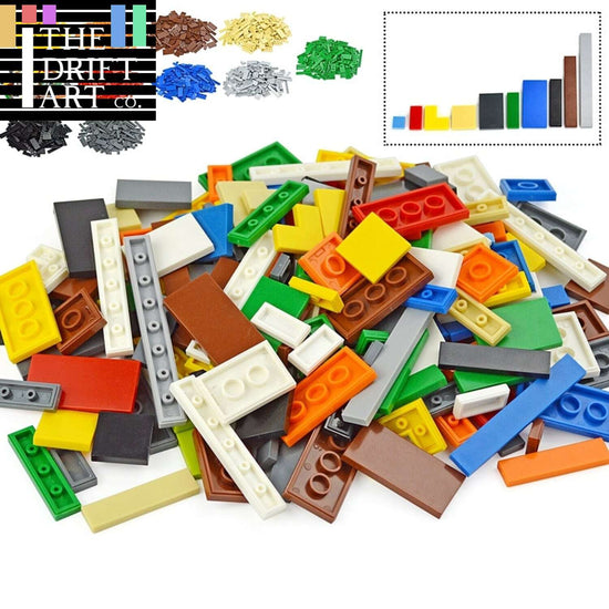 150pcs Smooth Flat Tile Thin Building Blocks Brick Toy DIY - Many Colors & Sizes