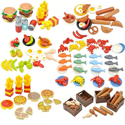 City Food Hamburger Fries Cake Chocolate Pizza  for Lego Building Blocks Set DIY