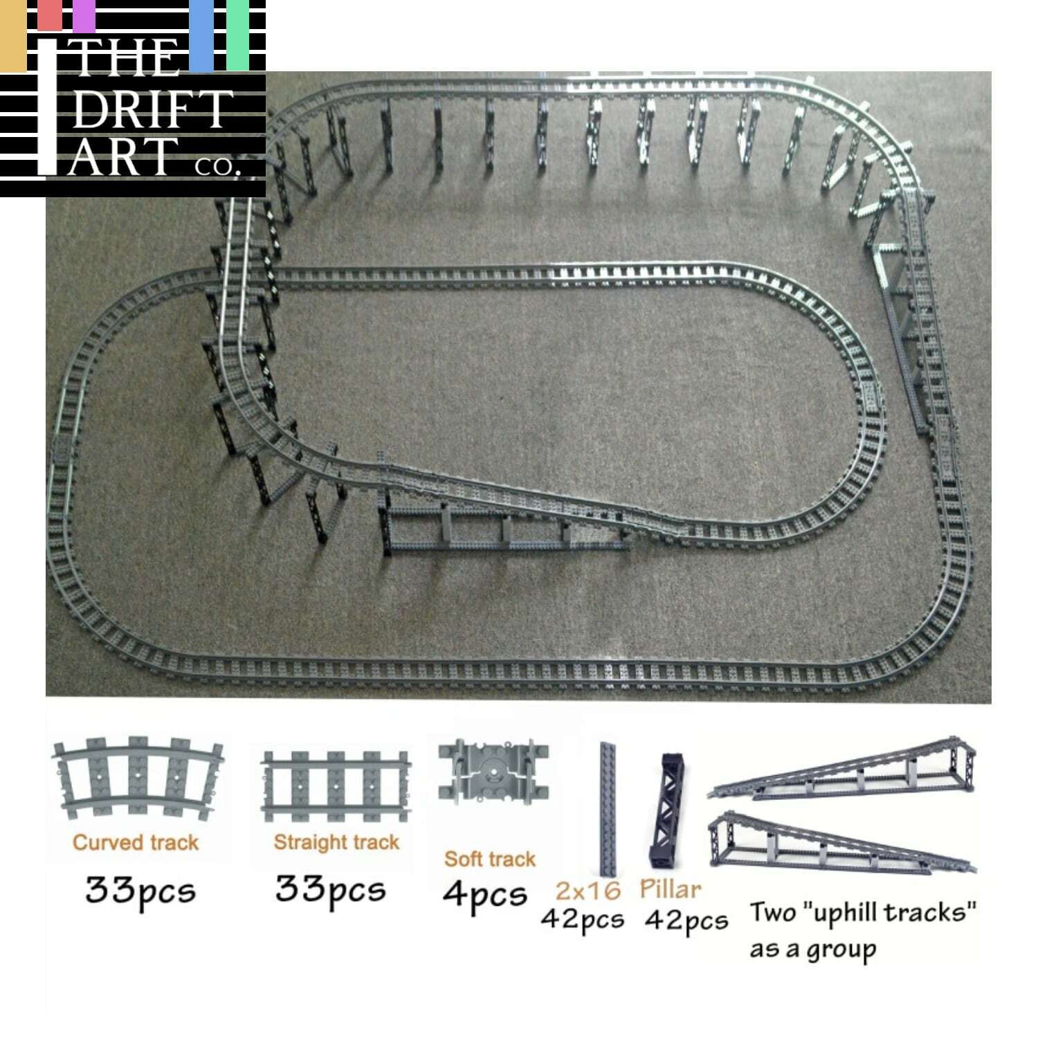 City Rail Flexible Tracks for LEGO Kit Train Building Blocks Sets DIY - 20 Sets! | The Drift Art Co. 1