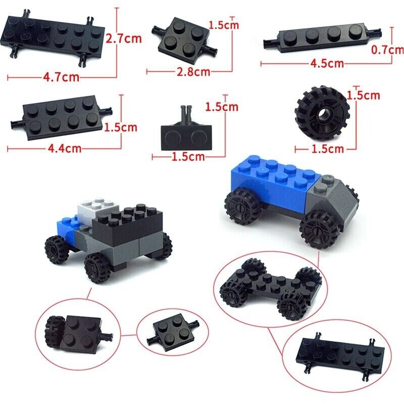 Cars Wheel Shaft Plate City Classic Racing for Lego Kit Building Blocks Set DIY