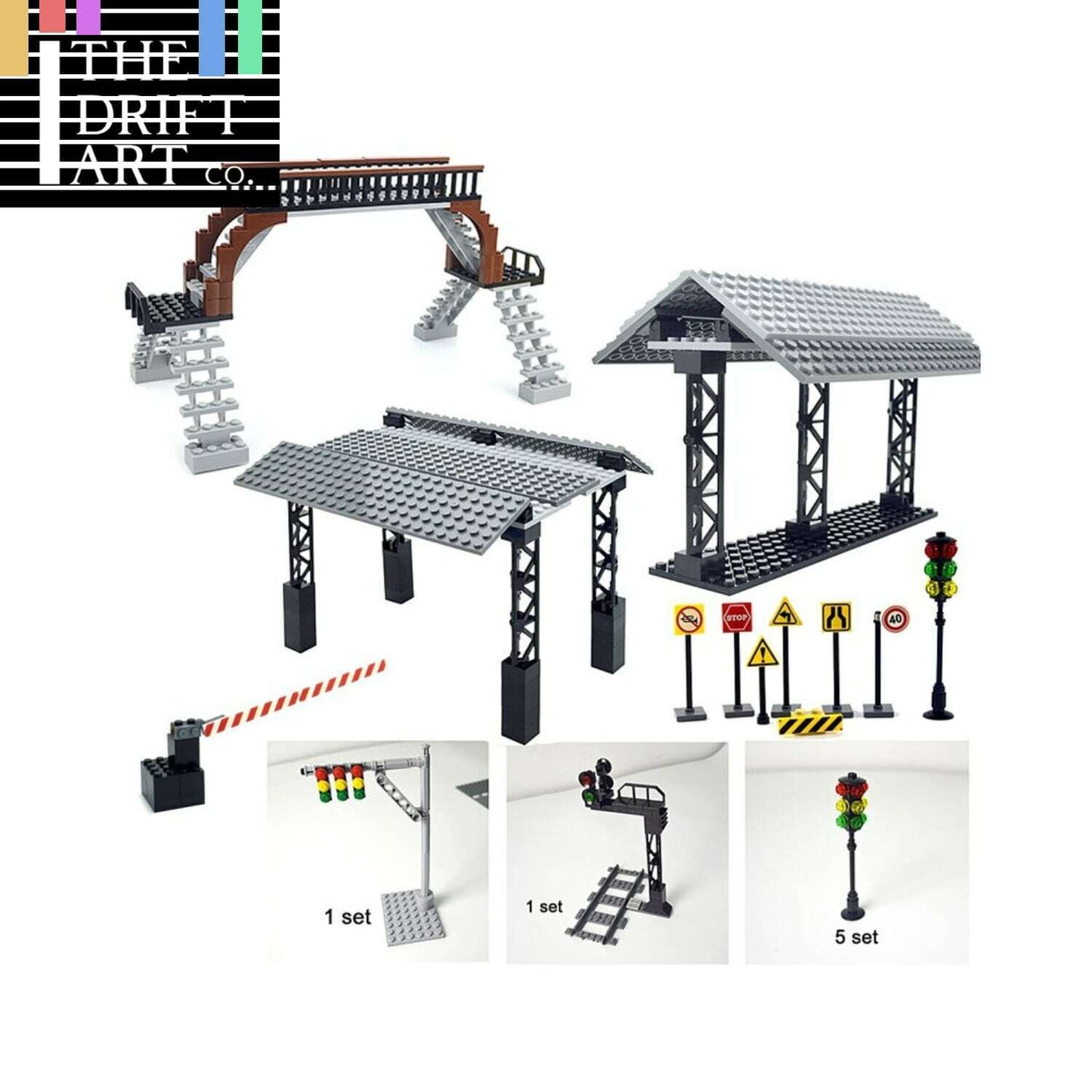 Train Station Bus Stop Signal Lamp Traffic Lights for LEGO Kit Train Building Blocks Sets DIY