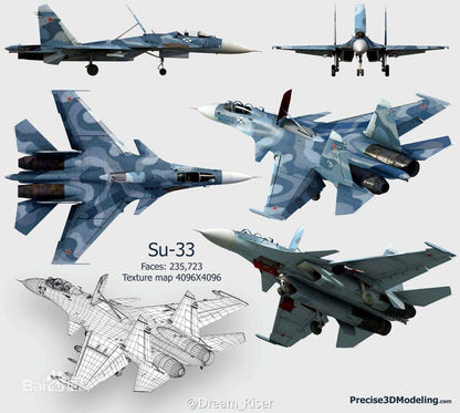 1/165 4D Su-33 Carrier-based fighter Aircraft Plane  Assembly Kit Model Art Toy - The Drift Art Co.