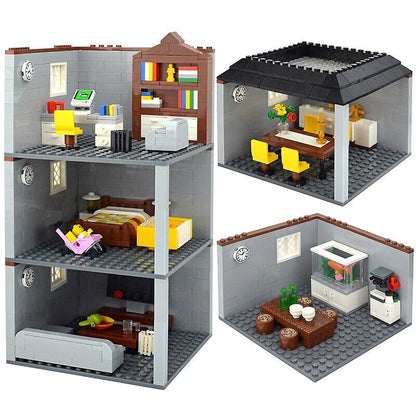 City House Bedroom Living Room Bathroom Parts for Lego Building Block Brick Sets