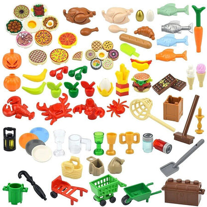 City Food Fish Apple Hot Dog Cake Pizza accessories for Lego Building Block Sets