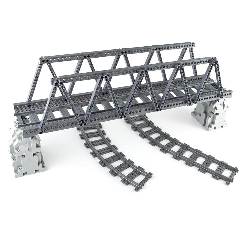 Bridge Tracks w/ Rock for LEGO Kit Train Building Blocks Sets DIY