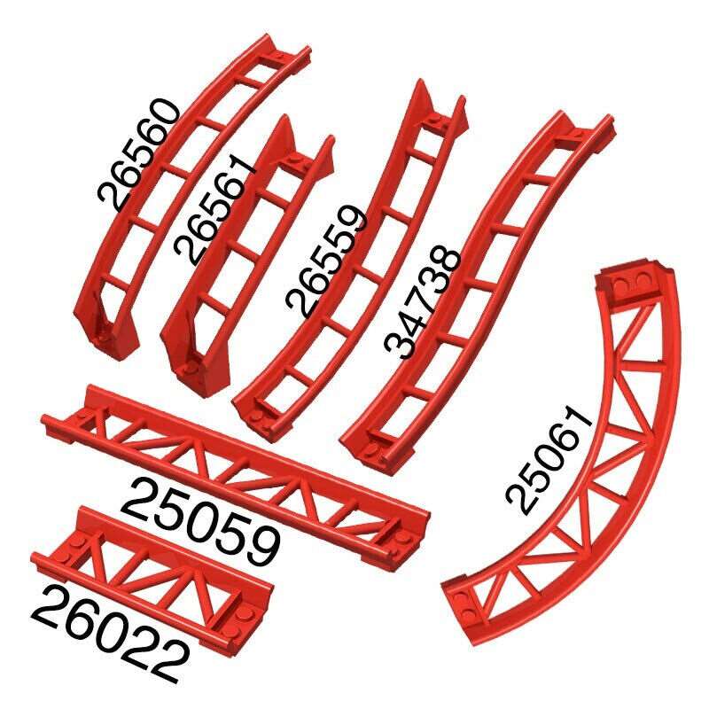 4pc Roller Coaster Rail Bow Slope w Shaft for Lego Kit Building Blocks Brick Set - The Drift Art Co.