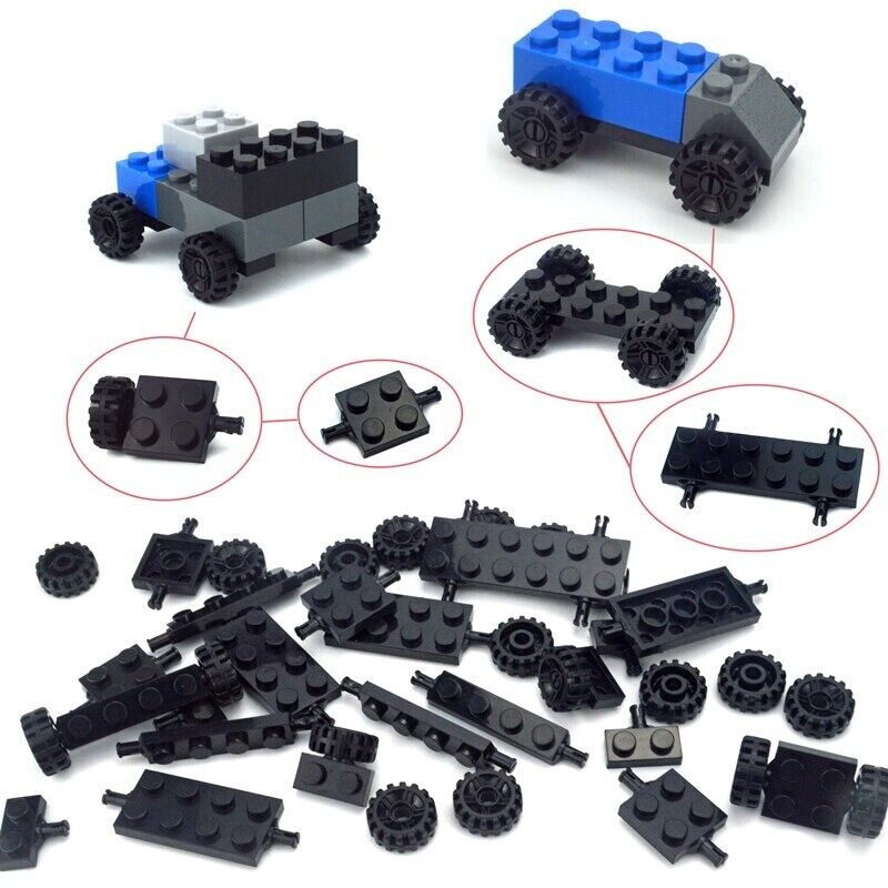 Cars Wheel Shaft Plate City Classic Racing for Lego Kit Building Blocks Set DIY