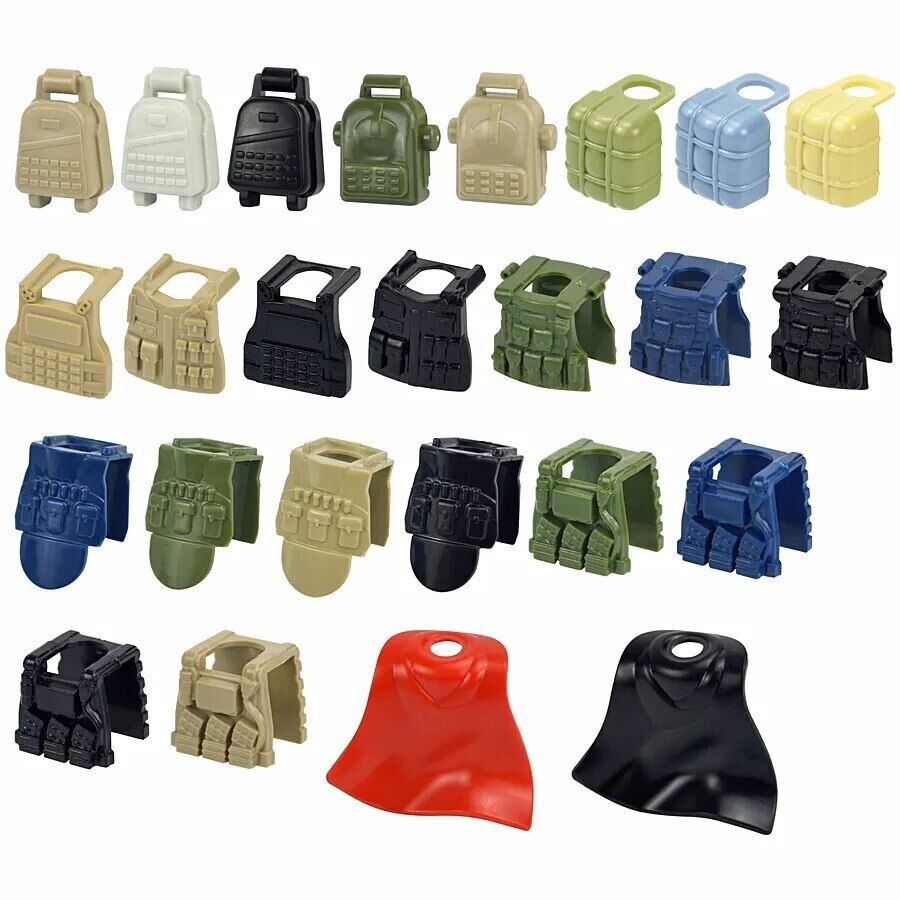 Backpack Armor Vest Army Weapon Soldier Figures Building Blocks Toy DIY