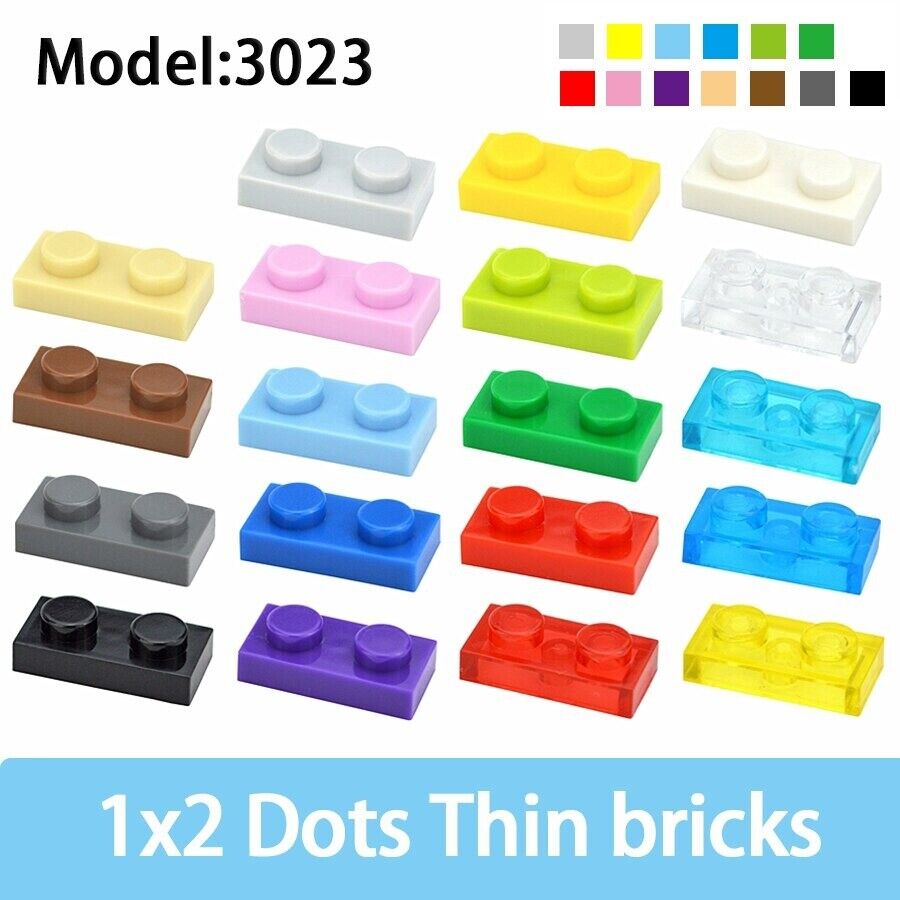 145pcs Thin 1x2 Dots 3023 DIY for Lego Kits Wall bricks Building Blocks Set