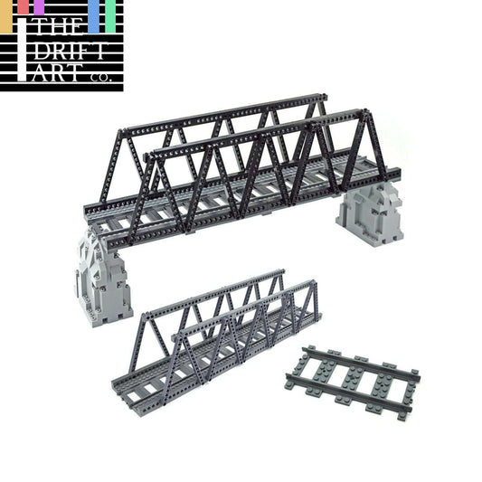 Bridge Tracks w/ Rock for LEGO Kit Train Building Blocks Sets DIY