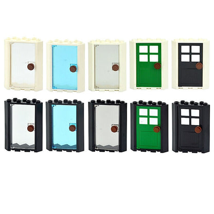 House City Windows 4x4x6 Doors 28327 Door Parts for Lego Building Block Sets DIY