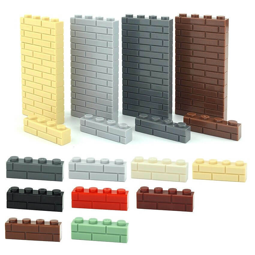 50pcs MOC Parts for Lego Kits 1x4 Dot 15533 Wall bricks Building Blocks Sets DIY