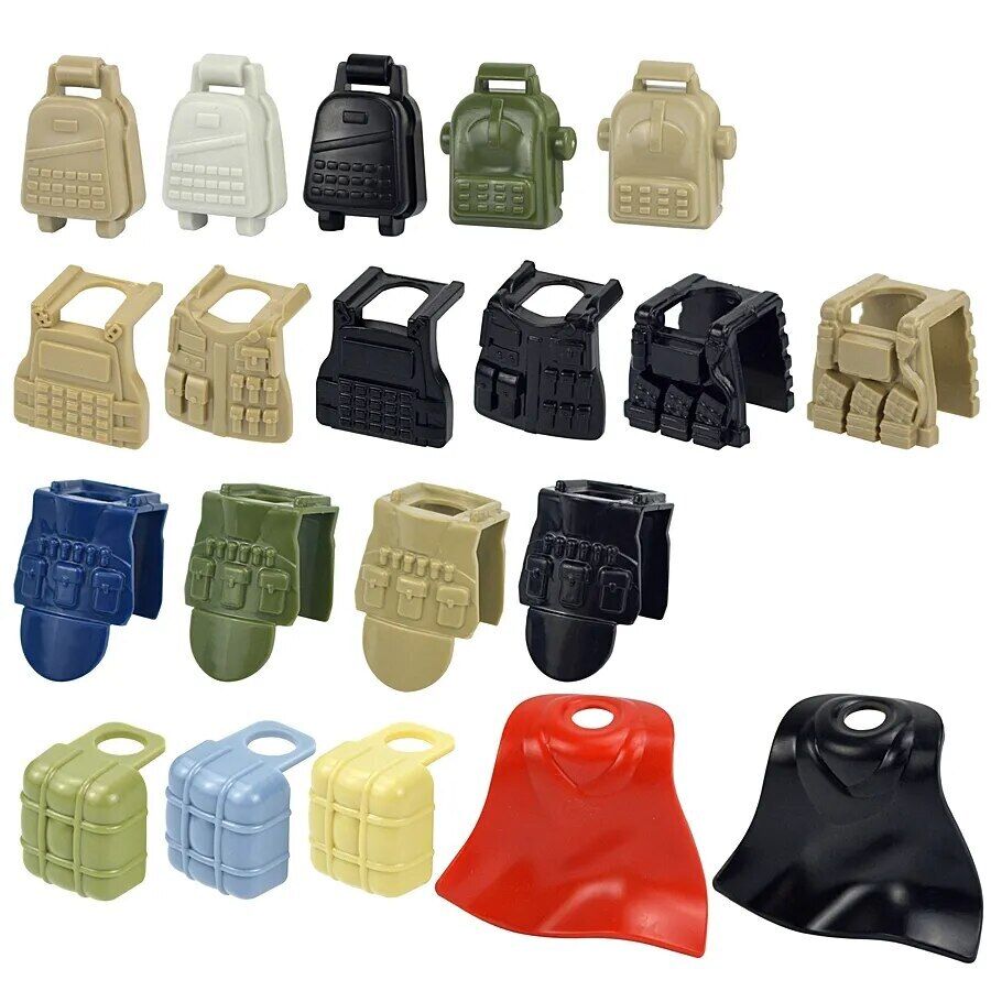 Backpack Armor Vest Army Weapon Soldier Figures Building Blocks Toy DIY