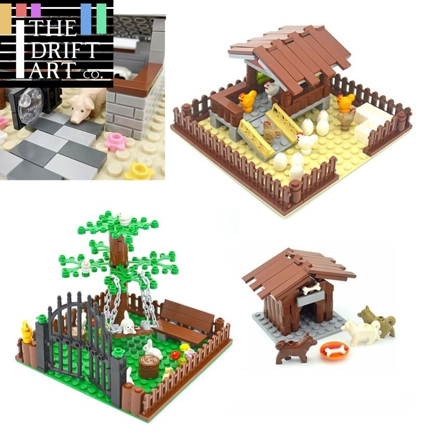 Chicken kennel Pigpen Animal Garden Plant for Lego Sets Building Blocks Sets DIY