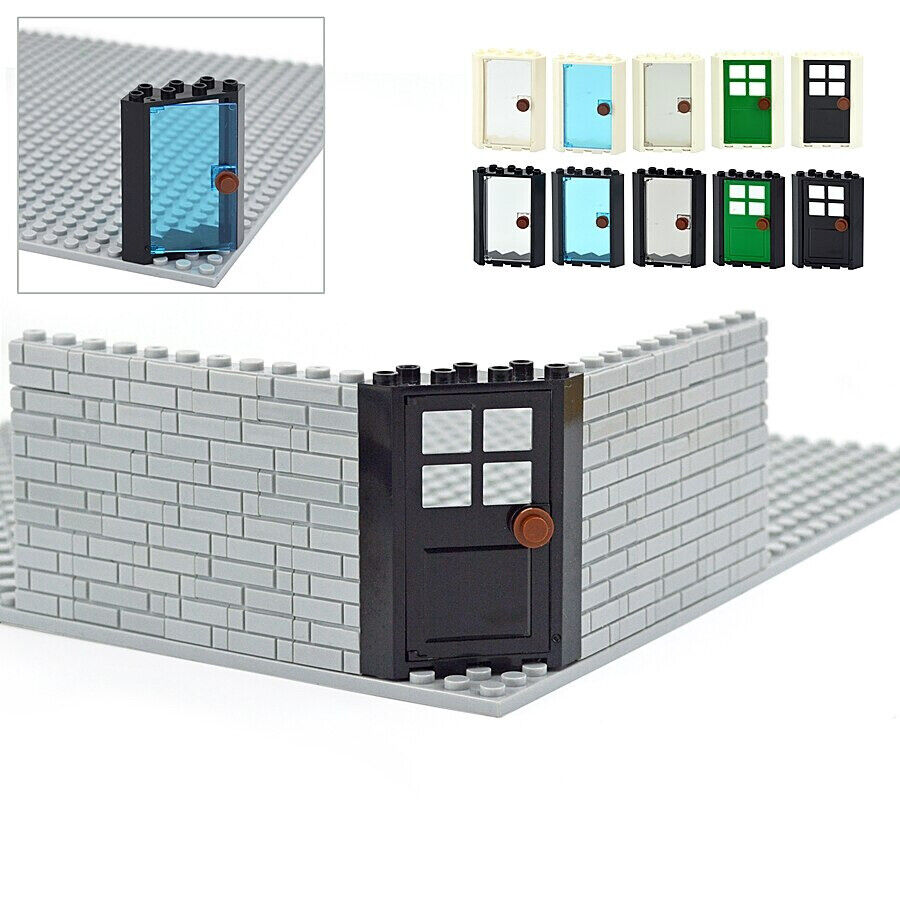 House City Windows 4x4x6 Doors 28327 Door Parts for Lego Building Block Sets DIY