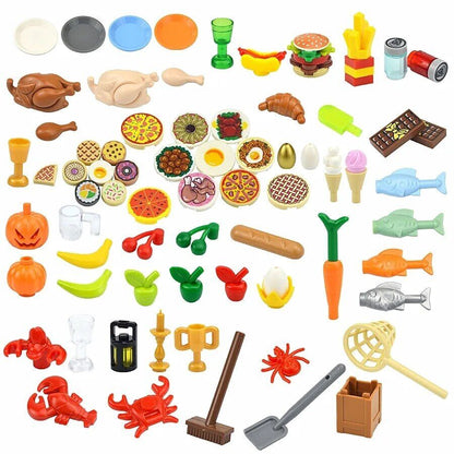 City Food Fish Apple Hot Dog Cake Pizza accessories for Lego Building Block Sets