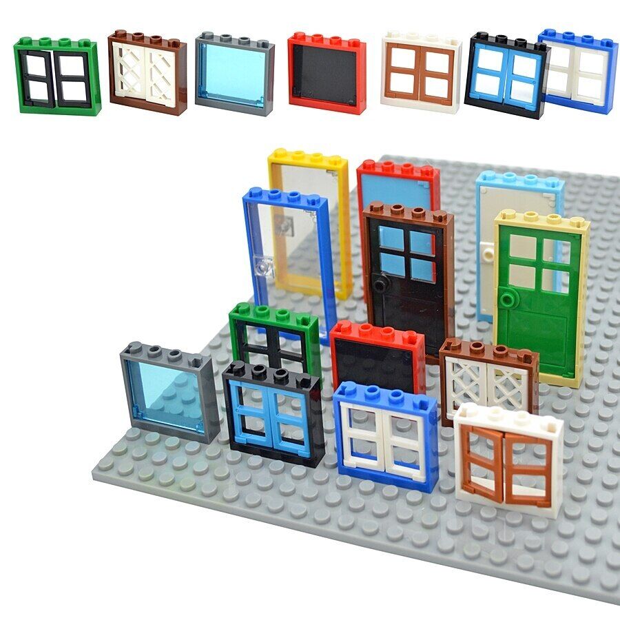 House City Thick Window Door Frame 60596 Parts for Lego Building Block Sets DIY