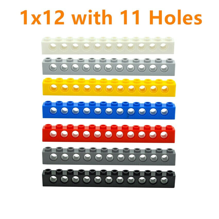 10pc Technic Parts for 1x12 w 11 Hole 3895 Long Beam for LEGO Building Block Set