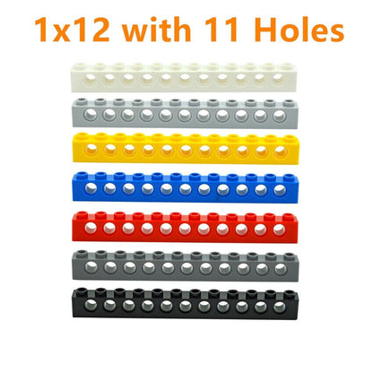 10pc Technic Parts for 1x12 w 11 Hole 3895 Long Beam for LEGO Building Block Set