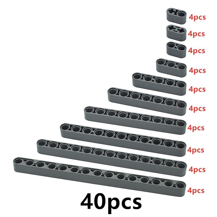 40pcs 1x2 1x5 1x7 1x9 Technic for Lego Kit Liftarm Beam Building Block Brick Set