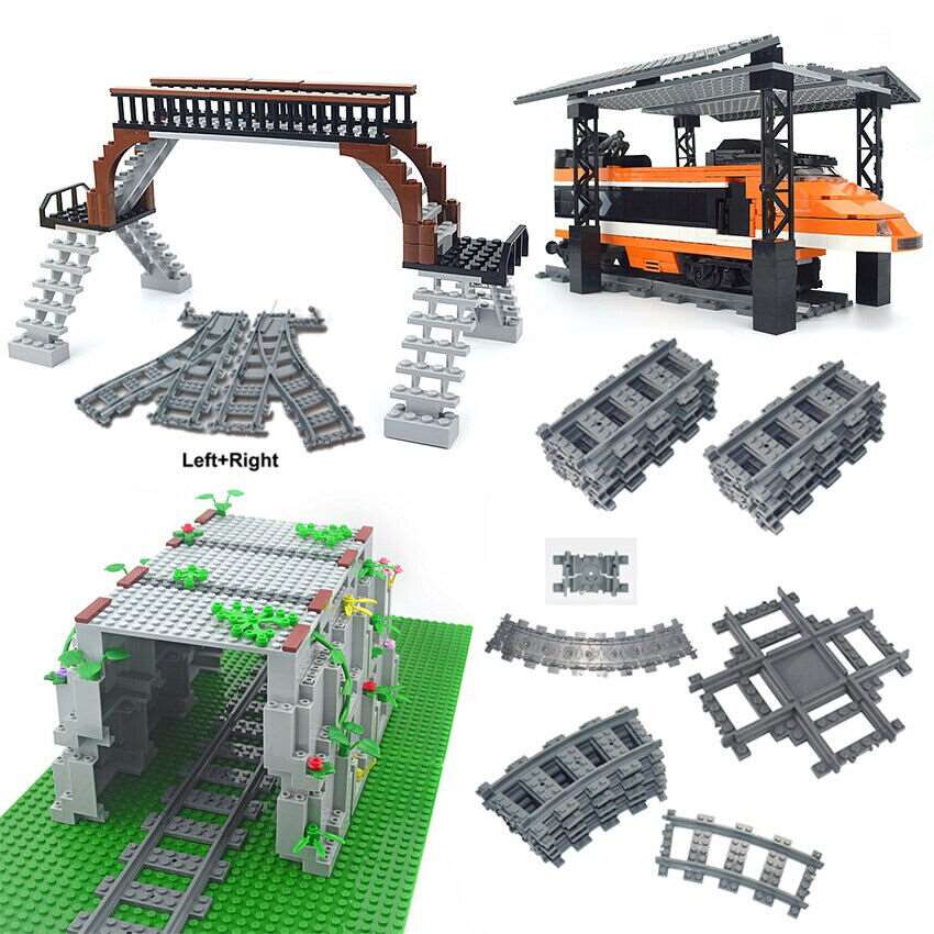 Bridge Tracks w/ Rock for Lego Kit Train Building Blocks Sets DIY - 20 Sets! - The Drift Art Co.