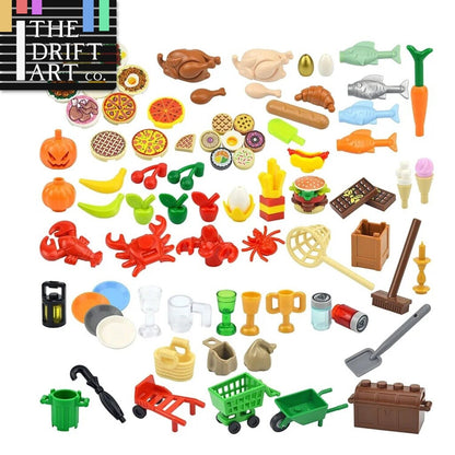 City Food Fish Apple Hot Dog Cake Pizza accessories for Lego Building Block Sets