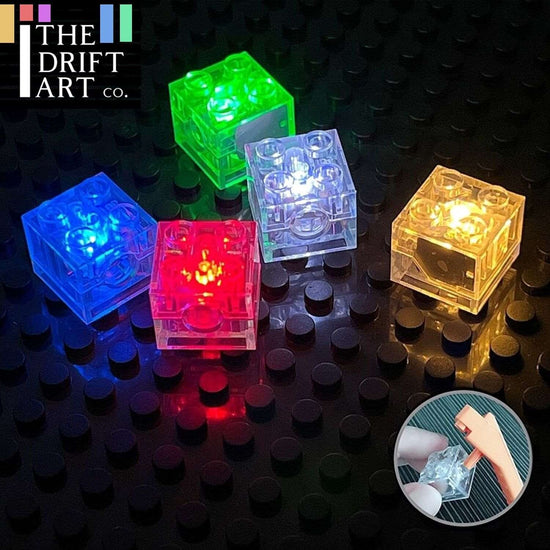 Lot de 5 flashs lumineux LED 2 x 2 points pour blocs de construction LEGO - CARRÉ