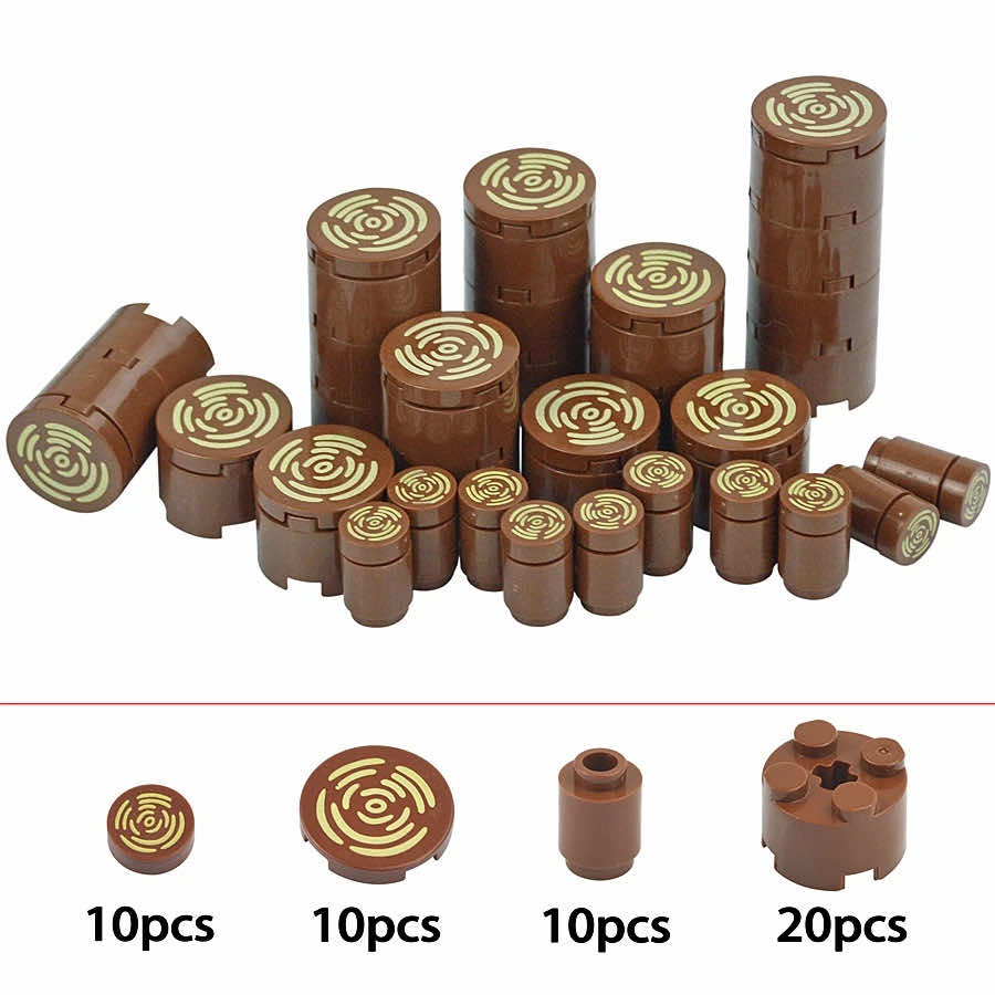 MOC Round 2x2 With Tree Stump Wood Grain Part for Lego Building Blocks Sets DIY - LEGO (R) Bricks, Pieces & Parts -  - The Drift Art Co.