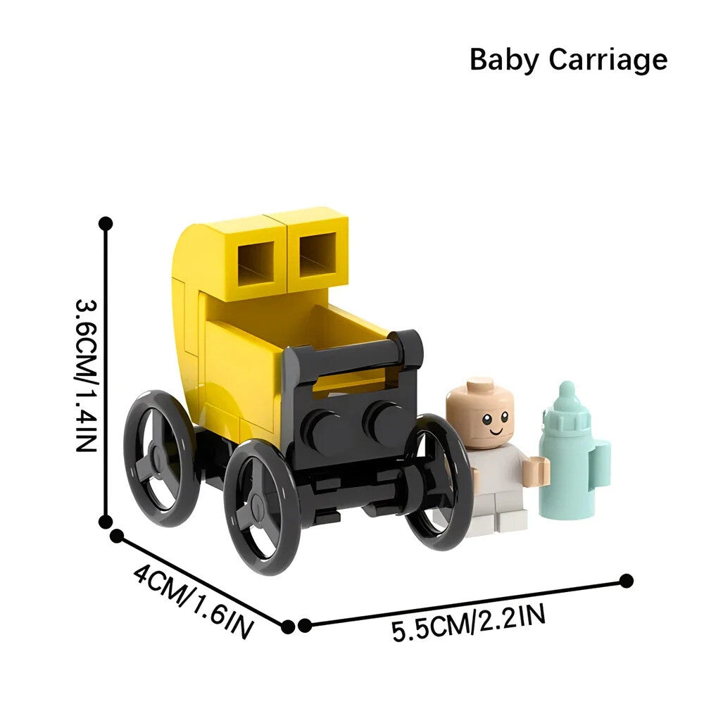 City Baby Stroller Furniture Baby Carriage for Lego Building Blocks Sets DIY