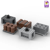 MOC Fuel Gas Tank Wine Barrels Forklift For LEGO Building Blocks Set