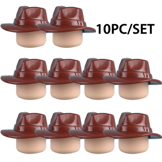 MOC Medieval Viking Helmet Cowboy Hat Elf Hair for LEGO Building Block Set