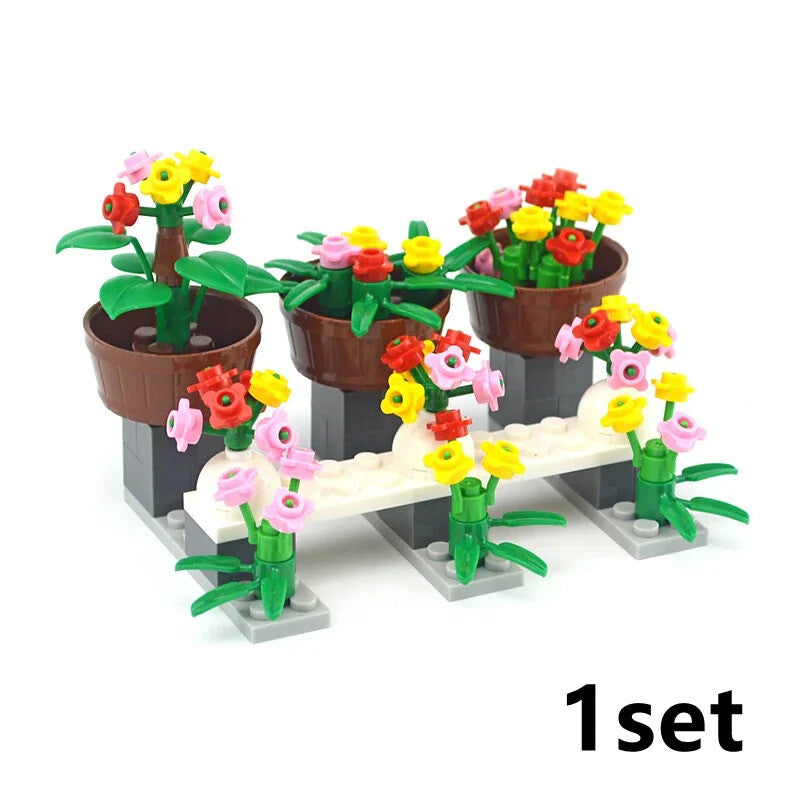 City Tree Green Bush Garden MOC Flower Grass for Lego Building Blocks Sets DIY