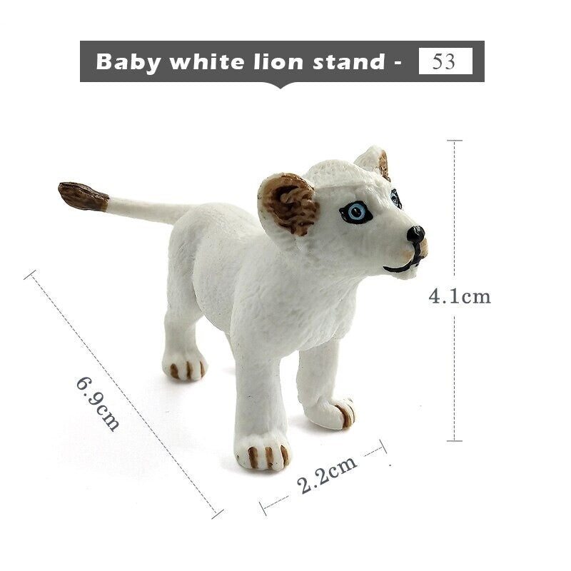 1pc Simulation mini Lion Tiger Lynx Animal Miniature Art Toy Figure Doll