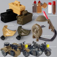 Military Weapon WW2 Green Gas Mask German Army Soldiers Building Blocks Toy DIY