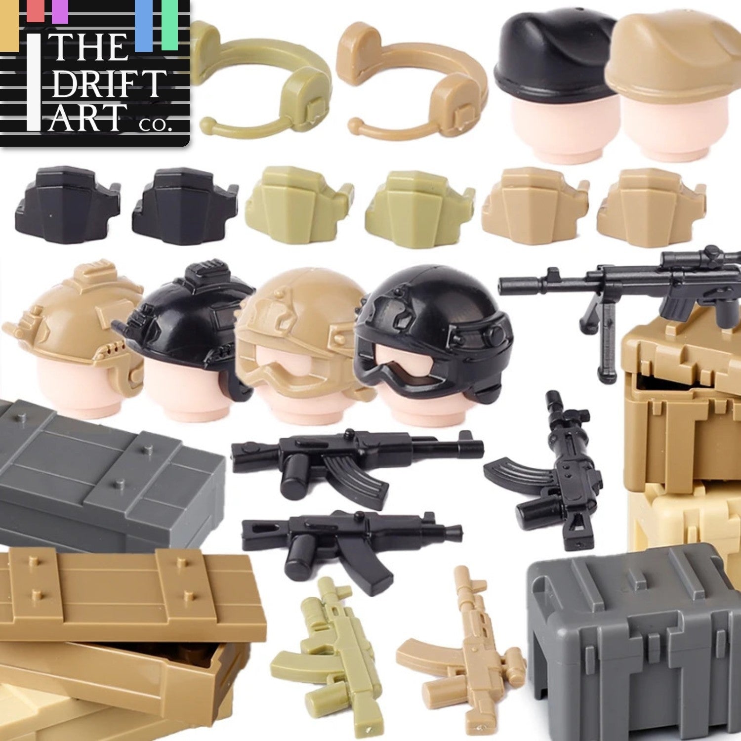 Military MOC SWAT Gun Weapon Box Container Headset Building Blocks Brick Toy DIY