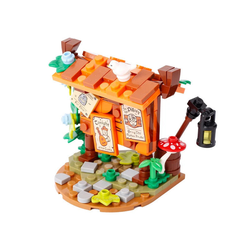 MOC Notice Board Bonfire Stove Medieval Town Street For LEGO Building Blocks Set