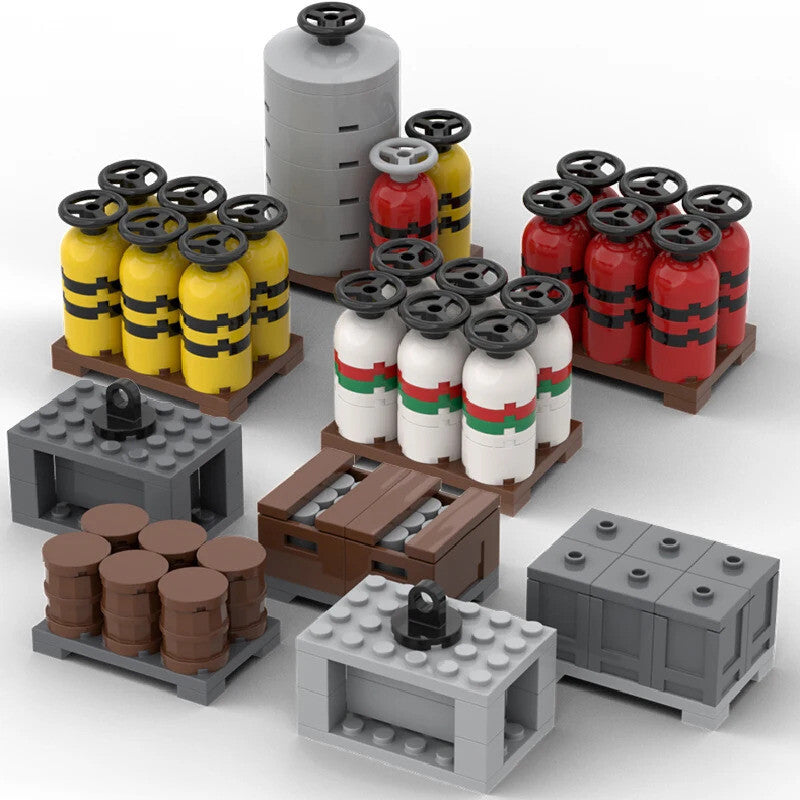 MOC Fuel Gas Tank Wine Barrels Forklift For LEGO Building Blocks Set