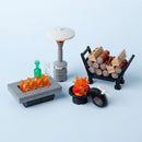 MOC Medieval Winter Oven Wood Charcoal Fire Part for Lego Building Blocks Sets