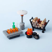 MOC Medieval Winter Oven Wood Charcoal Fire Part for Lego Building Blocks Sets